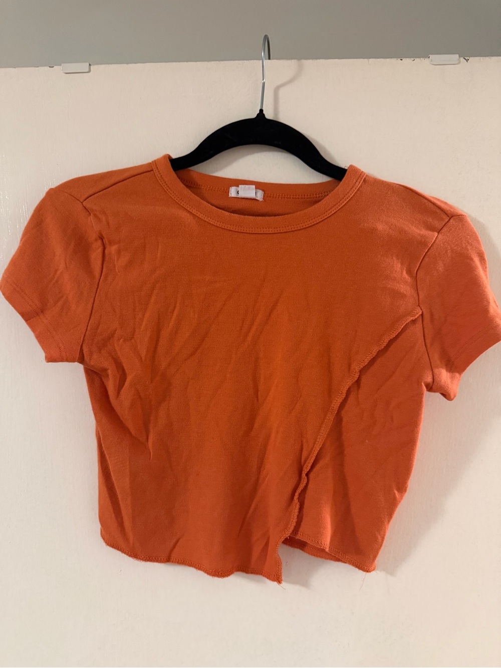 Garage Orange Asymmetrical Crop Tee